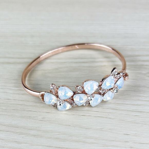 Anne Klein Jewelry - Anne Klein Gold-Plated Moonstone Cuff Bracelet – Floral Design